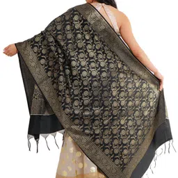 Way2Like Woven Design Banarasi Jaal Silk Dupatta With Thread Work image 2