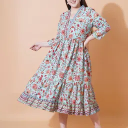 U&F Beyond Women Floral Print Fit & Flare Midi Dress-picture-37