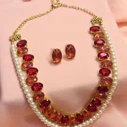 MANSIYAORANGE Cubic Zirconia Crystal-Studded Jewellery Set-picture-14