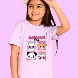 NUSYL Girls Graphic Printed Round Neck Cotton Oversized T-shirt-image-34