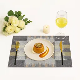 LUXEHOME INTERNATIONAL Black & White 4 Pieces Printed Anti-Skid Table Placemats image 3