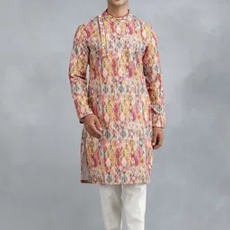 THE KURTA COMPANY Abstract Printed Mandarin Collar Straight Kurta image 1