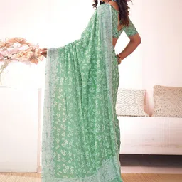 SANISA Floral Poly Georgette Designer Saree image 5