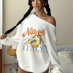 SXV STYLE Women Graphic Off Shoulder Printed Sweatshirt-picture-37