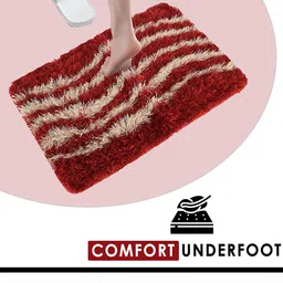 Kuber Industries Red & White 2 Pieces Velvet AntiSlip Printed Doormats image 5