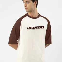 VEIRDO Men Typography Printed Round Neck Cotton Oversized T-shirt image 4
