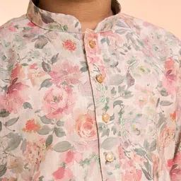 Manyavar Boys Floral Printed Kurta with Pyjama image 5