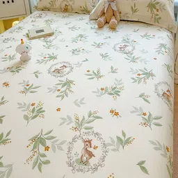 JC HOME White & Green Printed 220 TC King Bedsheet Set 2.30 m x 2.50 m image 5
