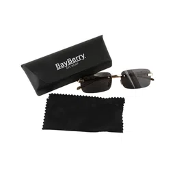 BAYBERRY Unisex Black Lens & Gold-Toned Rectangle Sunglasses with image 5