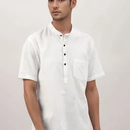 Parrth Enterprisees Mandarin Collar Cotton Chikankari Kurta-picture-34