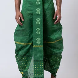 Nakshi Men Green Dupion Printed Dhotis-picture-33