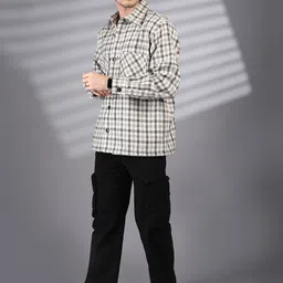 The Roadster Lifestyle Co. Men Spread Collar Self Design Woollen Casual Open Front Jacket image 5