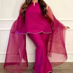 Radhey Trendz Women Regular Pure Silk Kurta with Trousers & With Dupatta image 2