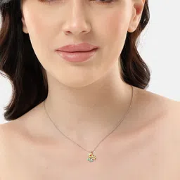 Carlton London Rhodium-Plated Floral Pendant with Chain image 2