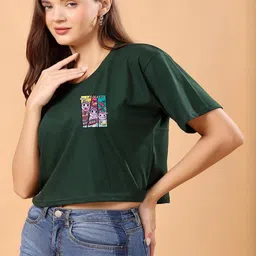 CORSICA Women Printed Drop-Shoulder Sleeves Bio Finish Pockets T-shirt-picture-38