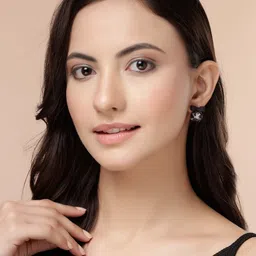 Scintillare By Sukkhi Rhodium Plated Crystals Studded Bow Shaped Studs image 2