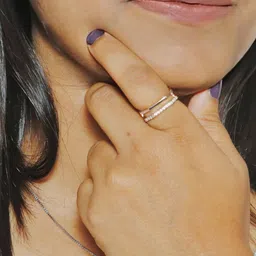 Kord Store Rose Gold Plated CZ & AD Stone Studded Finger Ring-image-61
