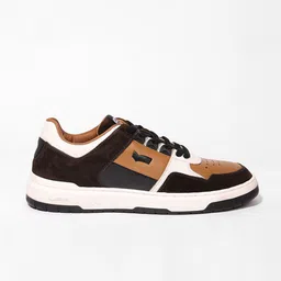 GAS Men Colourblocked Leather Sneakers with Laser Cuts image 4