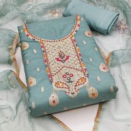 SHADOW & SAINING Organza Semi-Stitched Dress Material-picture-3