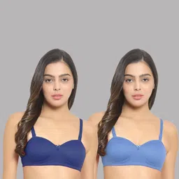 Women Cotton Blue,L-Blue Padded Non-Wired Lingerie Bra Sport wear Gym Crop Tank Top-image-71