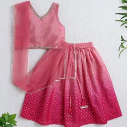 The Magic Wand Girls Printed Ready To Wear Cotton Lehenga & Blouse With Dupatta-picture-41