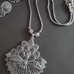 Arch gallery Women Oxidised Silver Ethnic Jewellery Set with Necklace & Earrings-picture-20