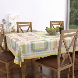 Texstylers Multicoloured Geometric Printed Anti-Slip Cotton 6-Seater Table Cover image 4