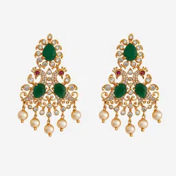 Kushal's Fashion Jewellery Gold-Plated Zircon Studded Party Jewellery Set image 5