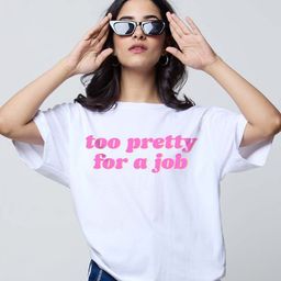LoveDky Women Typography Printed Drop-Shoulder Sleeves Regular Cotton T-shirt-picture-32