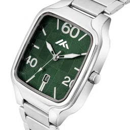 LUXURIT Men Patterned Dial & Stainless Steel Straps Analogue Date Aperture Watch LXMT-810 image 4