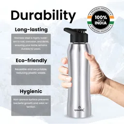 Speedex Silver & Blue 2 Pieces Stainless Steel Water Bottle - 1000 ml Each image 2