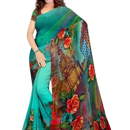 SHIVAM FABRICS Floral Poly Georgette Saree-picture-20