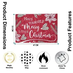 PRAKARTIK 4-Pcs Red & White Embroidered Pure Cotton Dining Table Mats image 4