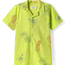 ARIAS By LARA DUTTA Boys Tropical Printed Cuban Collar Cotton Shirt-picture-5