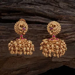 Kushal's Fashion Jewellery Gold-Plated Beaded Dome Shaped Jhumkas-picture-20