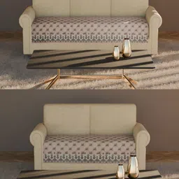 Fashion Throw Beige Printed Velvet 2 Piece Sofa Cover-picture-11