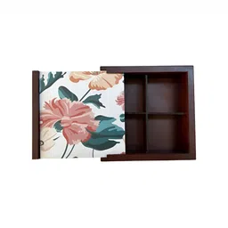 Angira handicrafts Brown & Peach Colored Printed Wooden Multi-Utility Organiser image 2