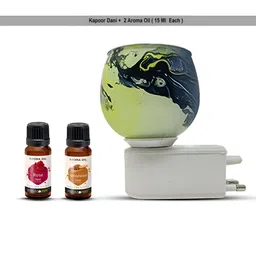 PEEPALCOMM 3Pc Green & White Marble-Printed Electric Aroma Oil Diffuser With Scented Oils image 5