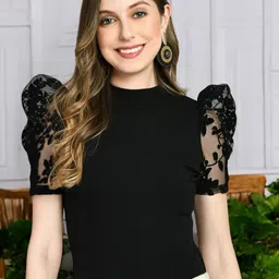 ZEUGEN Puff Sleeve Fitted Top-image-12