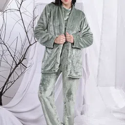 ETC Women 3 Piece Slip-on Night Suits-picture-22