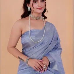 NEGRONI Woven Design Zari Border Saree with Blouse Piece image 2