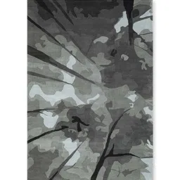 obeetee Grey Abstract Wool and Cotton 4 ft x 6 ft Hand tufted Carpet image 3