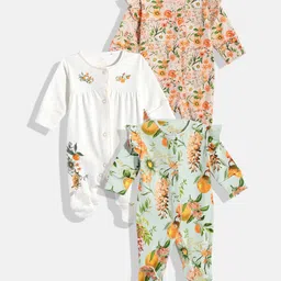 NEXT Infants Girls Pack of 3 Printed Cotton Sleepsuits-picture-41