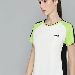 HRX by Hrithik Roshan Women Colourblocked V-Neck T-shirt-picture-7