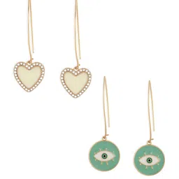 Zaveri Pearls Set Of 2 Gold-Plated Drop Earrings image 4