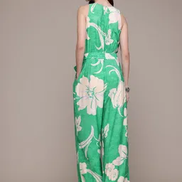 MANGO Floral Printed Round Neck Wide Leg Basic Jumpsuit with Belt image 3