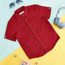 Pantaloons Junior Maroon Cotton Regular Fit Shirt-picture-14