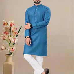 BH FAB Men Blue Cotton Kurtas-picture-26