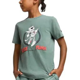 Puma Boys Green Moon Super Graphic Regular Fit Youth Tee image 4