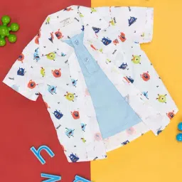 Pantaloons Baby White Cotton Printed Shirt-image-35